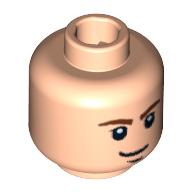Lego Minifig Head Han Solo, Brown Eyebrows, White Pupils and Brown Chin Dimple Print [Blocked Open Stud] / Light Nougat