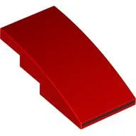 Brick Curved 4 x 2 No Studs with Black Stripe on Front Print / Red