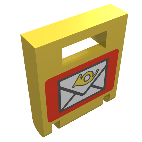 Lego Box 2 x 2 x 2 Door with Slot and Mailbox Print / Yellow