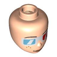 Lego Minidoll Head Freckles, Red/Blue 3D-Glasses / Light Nougat