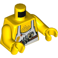 Lego Torso Bare Chest, White Apron, Fish Skeleton and Chest Hair Print, Yellow Arms and Hands / Yellow