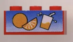 Brick 1 x 3 with Orange and Juice Glass Pattern (Sticker) - Set 6561