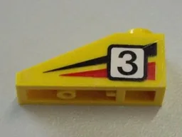 Slope 33 3 x 1 with Black Number 3 on Black and Red Stripes Pattern Model Left Side (Sticker) - Set 6539