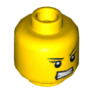 Lego Minifig Head Nya, Eyelashes, Red Lips, Determined / Angry Print / Yellow