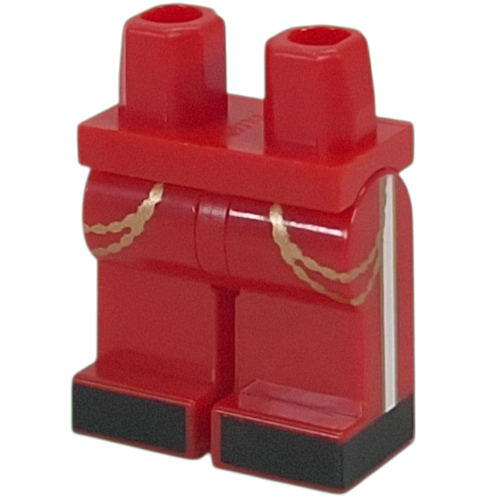 Lego Hips and Red Legs with Marchin Band Uniform, Gold Chains, White Stripes on Side, Black Shoes print / Red