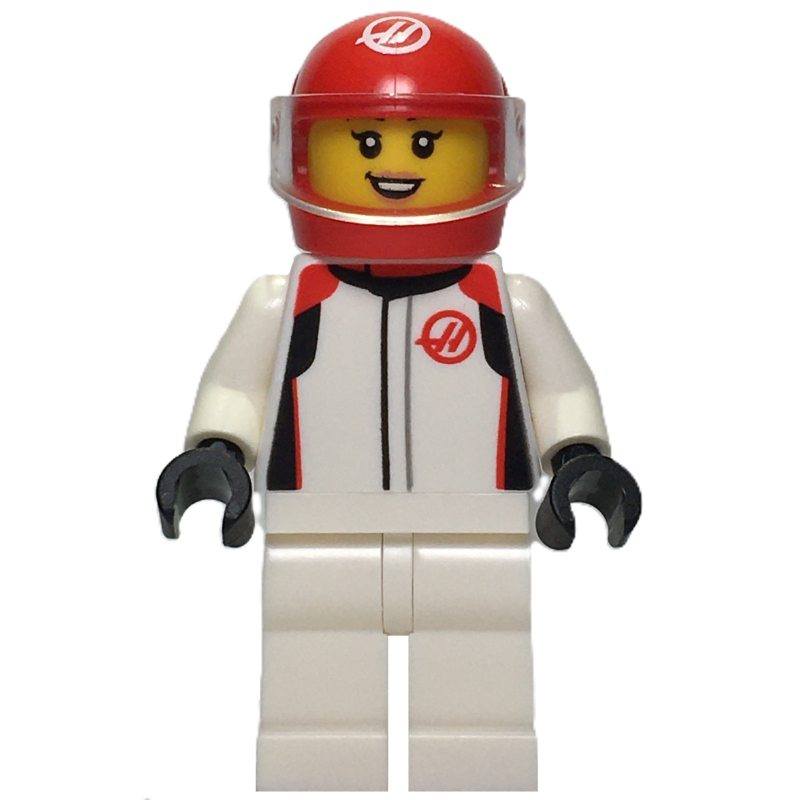 Lego F1 Driver, Haas, White Suit, Red Helmet