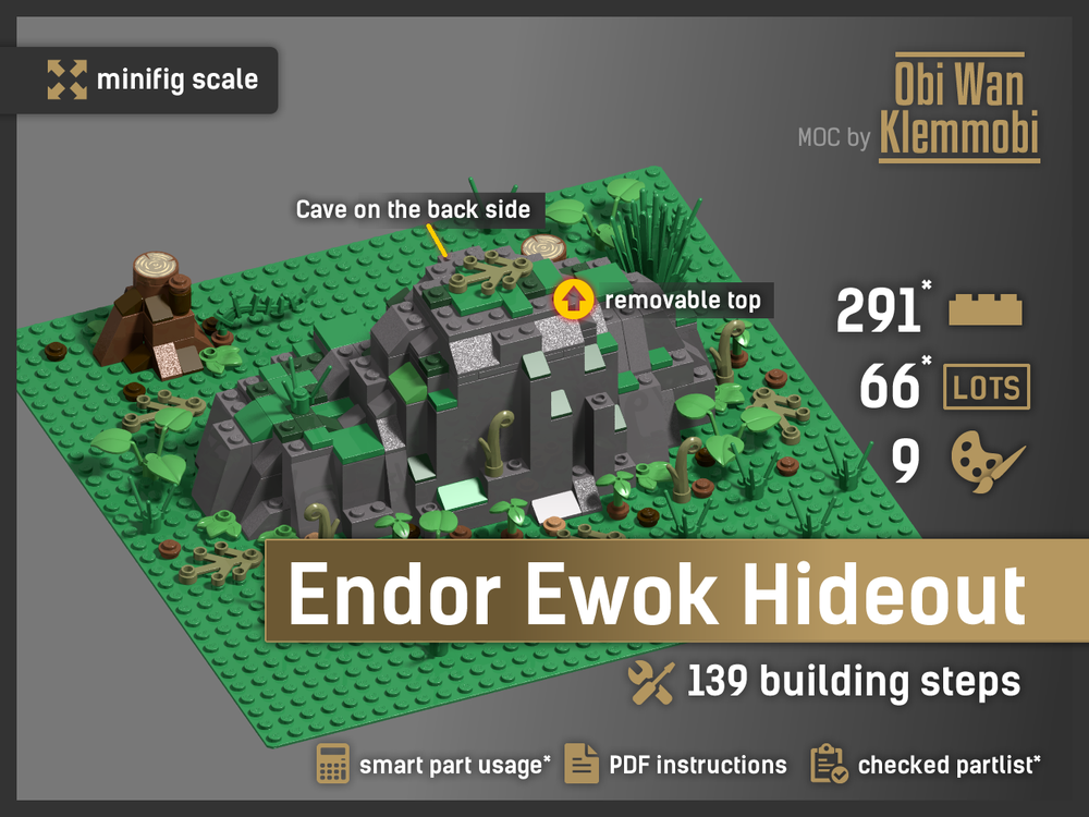 Lego Endor Ewok Hideout "Overgrown Rock"