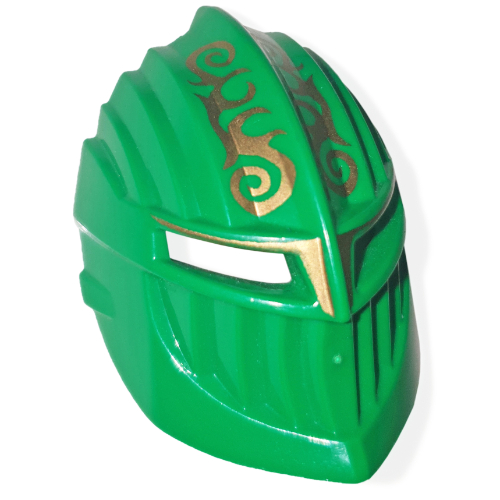 Lego Large Figure Mask / Visor, Rascus with Gold Print / Green