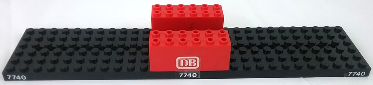 Lego Stickered Assembly 28 x 6 x 2 2/3 with White '7740' and 'DB' Pattern on Both Sides (Stickers) - Set 7740