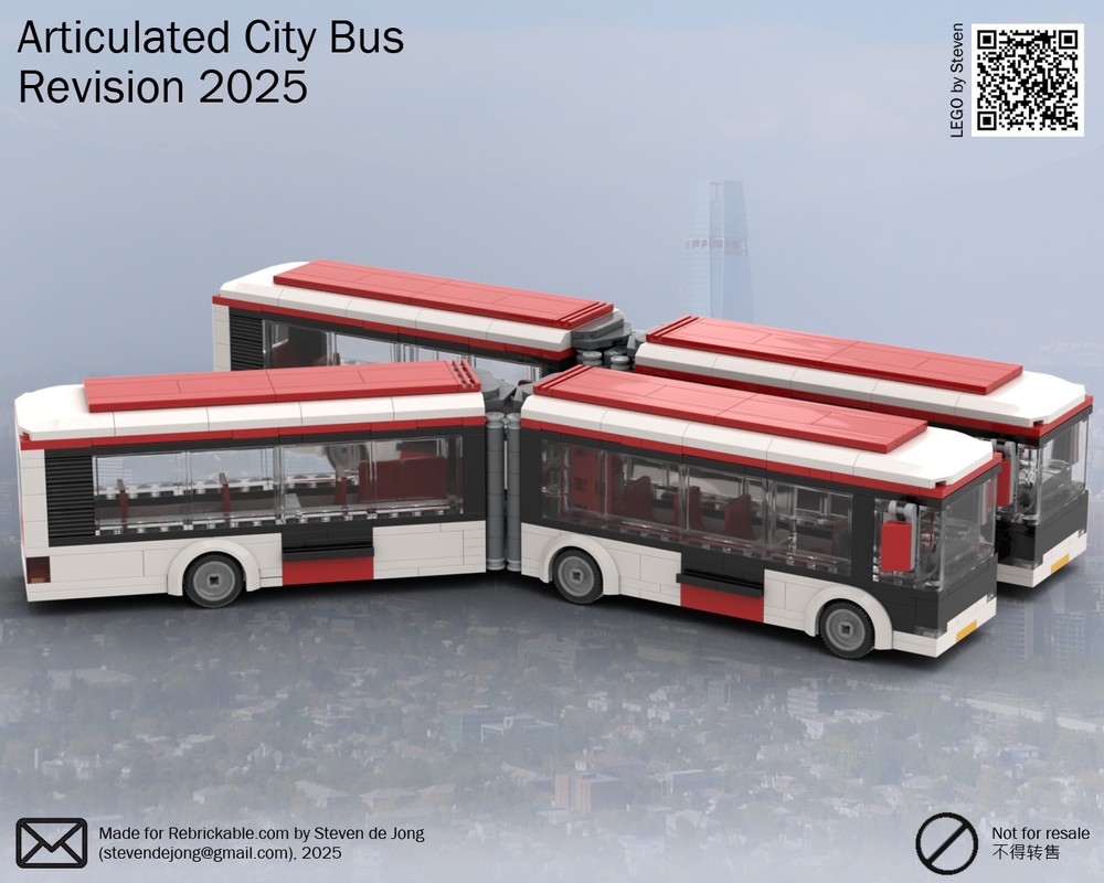 Lego Articulated Bus (City, White and Red, 2025 Revision)
