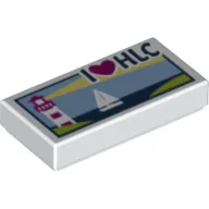 Tile 1 x 2 with Lighthouse, Sailboat and 'I Heart HLC' Print / White