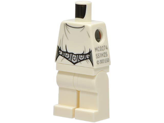 Lego Body SMART Minifigure, Torso with White Hips and Legs with SW Loose Dress, Detailed Belt with 5 Silver Emblems Pattern (Leia)