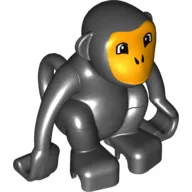 Duplo Animal Monkey with Curly Tail, Bright Light Orange Face Print / Black