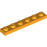Lego Plate 1 x 6 / Bright Light Orange