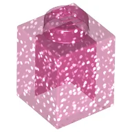 Brick 1 x 1 / Glitter Trans-Dark Pink