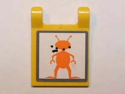 Flag 2 x 2 Square with Flat Edge with Orange Alien and Bullet Holes Pattern (Sticker) - Set 5985