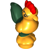 Lego Animal, Chicken with Dark Green Tail and Red Comb Print (Moana Heihei) / Bright Light Orange