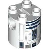Brick Round 2 x 2 x 2 Robot Body with Blue and Gray Astromech Droid Print (R2-D2)