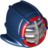 Mask, Kendo, Flat Silver and Red Grill / Dark Blue
