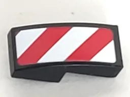 Slope, Curved 2 x 1 x 2/3 with Red and White Danger Stripes (Red and White Corners) Pattern Model Right Side (Sticker) - Sets 60081 / 60083 / 60107