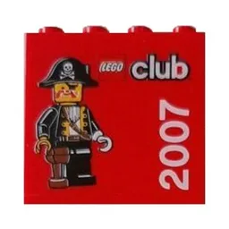 Brick 2 x 4 x 3 with 'LEGO club 2007' Print / Red