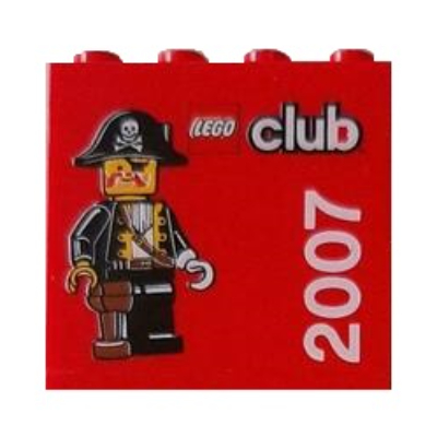 Lego Brick 2 x 4 x 3 with 'LEGO club 2007' Print / Red