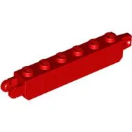 Hinge Brick 1 x 6 Locking with 1 Finger Vertical End and 2 Fingers Vertical End, 9 Teeth / Red