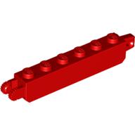 Lego Hinge Brick 1 x 6 Locking with 1 Finger Vertical End and 2 Fingers Vertical End, 9 Teeth / Red