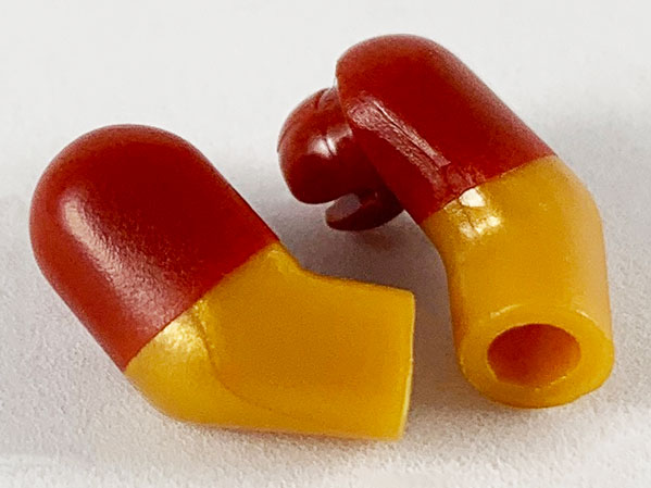 Lego Arm, (Matching Left and Right) Pair with Molded Dark Red Short Sleeves  Pattern / Pearl Gold