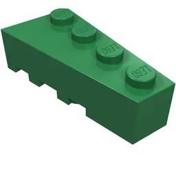 Brick Wedged, Angled 4 x 2 Right / Green