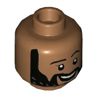 Minifig Head Mo Morrison, Beard, Moustache, Raised Eyebrow Print / Medium Nougat