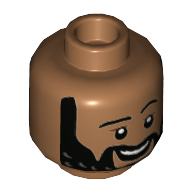 Lego Minifig Head Mo Morrison, Beard, Moustache, Raised Eyebrow print / Medium Nougat