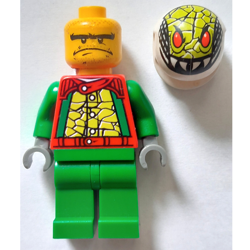 Lego Race Driver, Green Torso, Green Legs, White Helmet