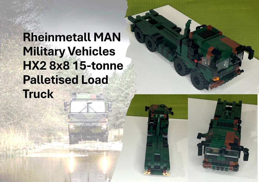 Lego Minifig scale RMMV HX2 8x8 15-tonne Palletised Load System logistic vehicle