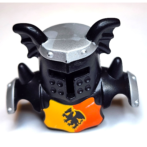 Lego Duplo Armor with Black Helmet with Silver Top, and Red and Yellow Breastplate and Dragon Print / Black