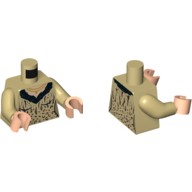 Lego Torso V-Neck Top, Black Fur Collar and Animal Spots, Light Nougat Neck with Necklace Print, Tan Arms, Light Nougat Hands / Tan