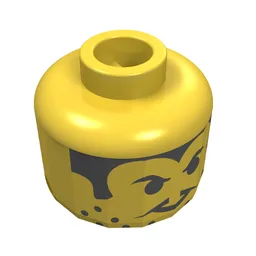 Minifig Head Spyrius Chief, Moustache Thin, Stubble and Sideburns Print / Yellow