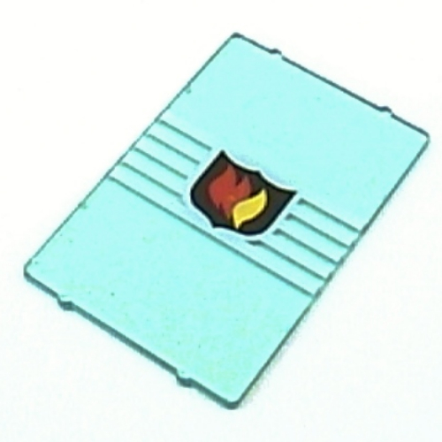 Lego Glass for Window 1 x 4 x 5 with Fire Logo Print / Trans-Light Blue