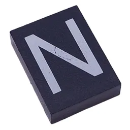 Modulex Tile 3 x 4 with White 'N' Print, without Internal Supports / Modulex Tile Blue