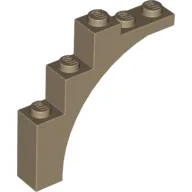 Brick Arch 1 x 5 x 4 [Irregular Bow, Raised Underside Cross Supports] / Dark Tan