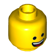 Lego Minifig Head Emmet, Dual Sided, Happy Smile / Scream Print [Hollow Stud] / Yellow