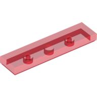 Lego Tile 1 x 4 with Groove / Trans-Red