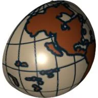 Dome Hemisphere 2 x 2 with Cutout with Reddish Brown Americas and South Pacific Globe Print / Dark Tan