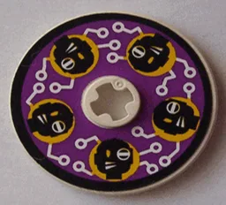 Technic, Disk 3 x 3 with Black Cyber Heads on Purple Pattern (Sticker) - Sets 3038 / 8233 / 8239 / 8266