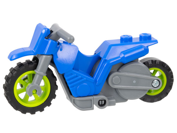 Lego Stuntz Flywheel Motorcycle Dirt Bike with Dark Bluish Gray Frame, Lime Wheels, and Dark Bluish Gray Handlebars