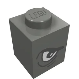 Brick 1 x 1 with Angry Eye Left / Sad Eye Right Print / Dark Bluish Gray
