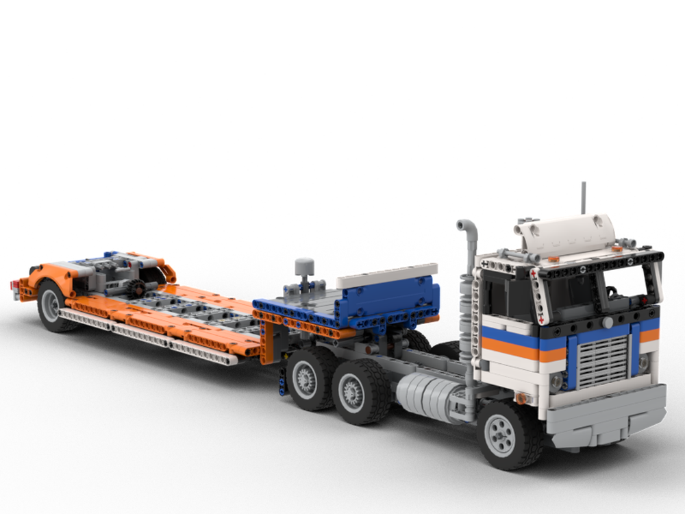 Lego Cabover Semi-Truck & Lowboy Trailer (42128 B-Model)
