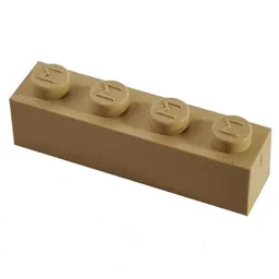 Modulex Brick 1 x 4 with M on Stud / Modulex Buff