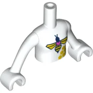 Minidoll Torso Girl with Bee Print, White Arms and Hands / White