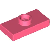 Plate Special 1 x 2 with 1 Stud with Groove and Inside Stud Holder (Jumper) / Coral